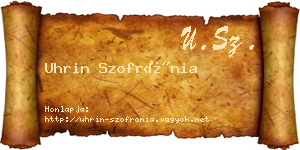 Uhrin Szofrónia névjegykártya